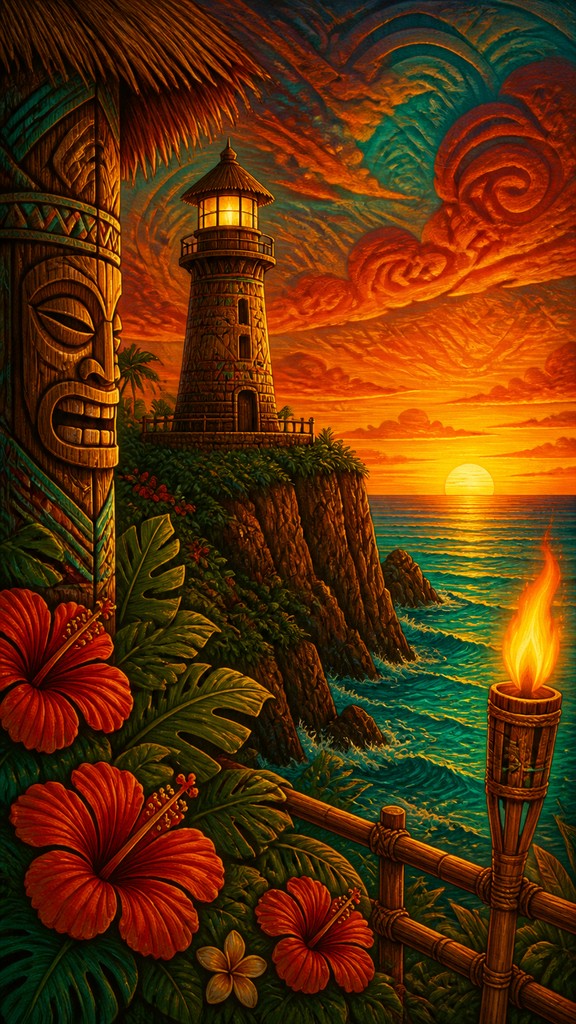a lone lighthouse on a cliff at dusk under a dramatic sky, no text or lettering