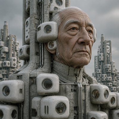 close-up portrait of an elderly person with expressive weathered features