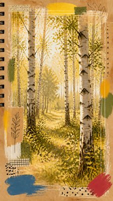 a serene birch forest in soft morning light, no people, no text