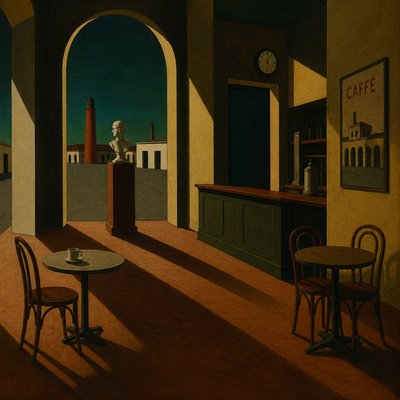 cozy cafe interior with warm lighting