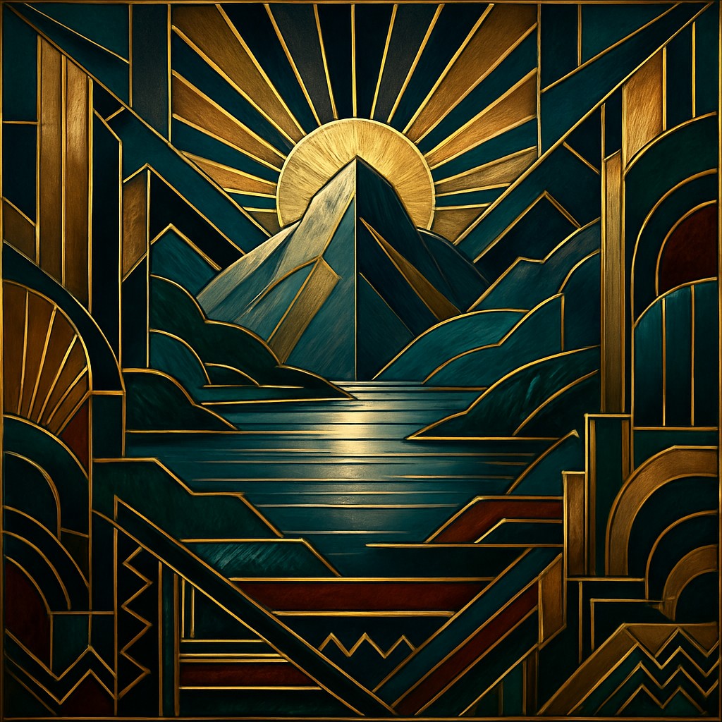 serene landscape with mountains and water