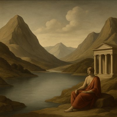 serene landscape with mountains and water
