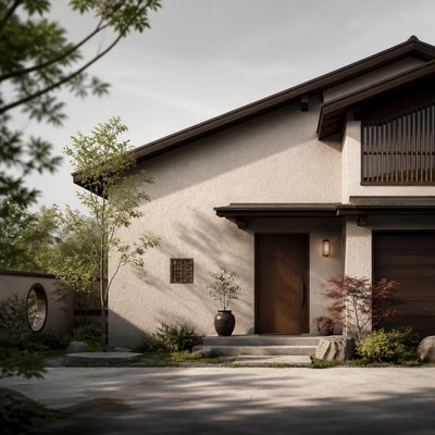 house with front view — Elegant Asymmetry Art Style