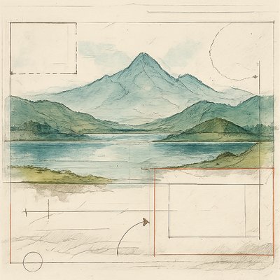serene landscape with mountains and water