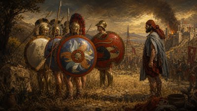 a painting of a group of roman soldiers