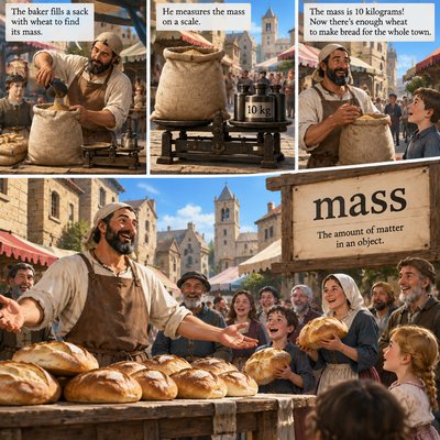 Create an image for the spelling word "mass". please include the word.