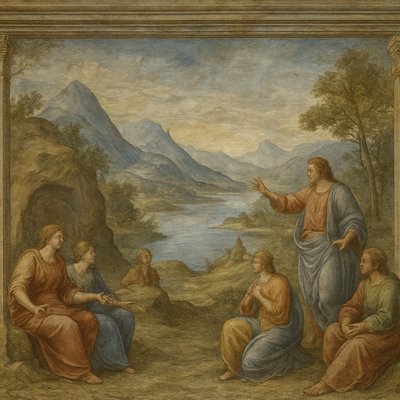 serene landscape with mountains and water