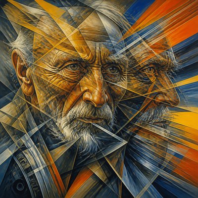close-up portrait of an elderly person with expressive weathered features