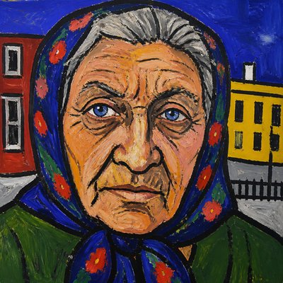 close-up portrait of an elderly person with expressive weathered features