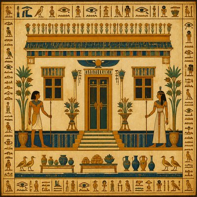 house with front view — Ancient Egyptian Art Style