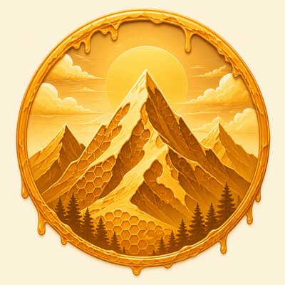 an emblem of a mountain peak inside a circle, simple bold shapes on a plain background, no text or lettering
