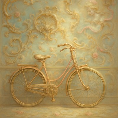 bicyle resting against a wall