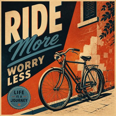 bicyle resting against a wall — Poster Art Style