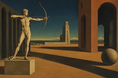 greek ignudi athlete with bow and arrow
