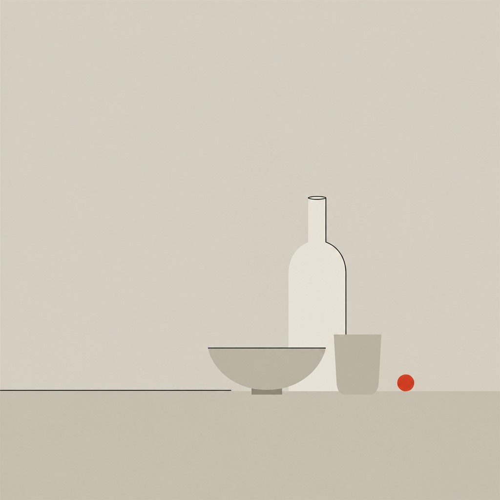 still life with everyday objects — Minimalist Abstract Art Style