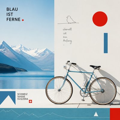 bicyle resting against a wall — Swiss Art Style