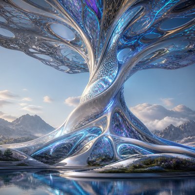 a tree in nature — Futuristic Architecture Art