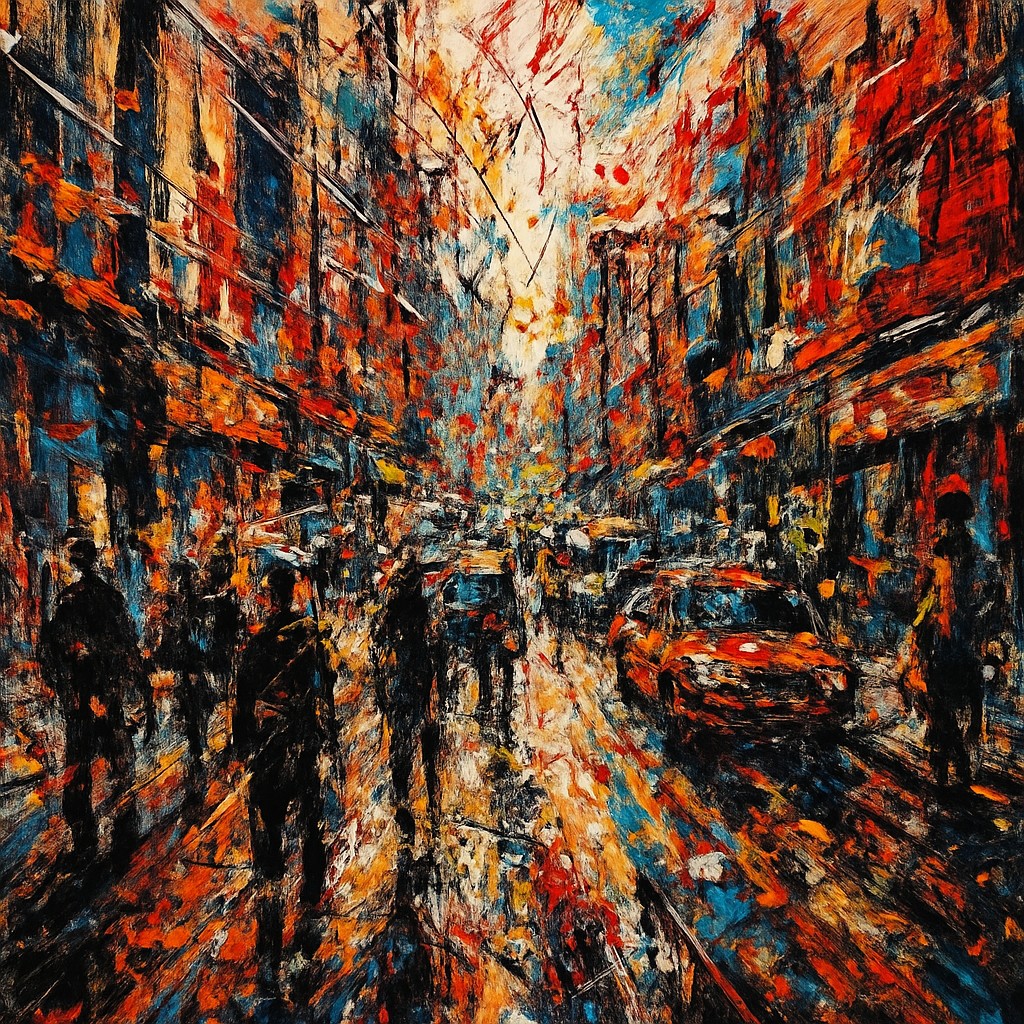 urban street with city activity