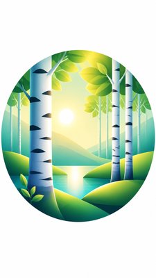 a serene birch forest in soft morning light, no people, no text