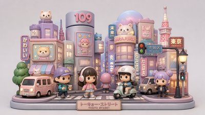 bustling city street panorama at dusk