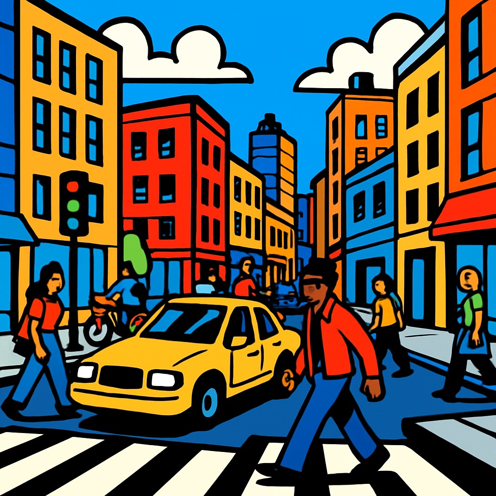urban street with city activity