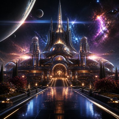 house with front view — Space Opera Sci-Fi Art