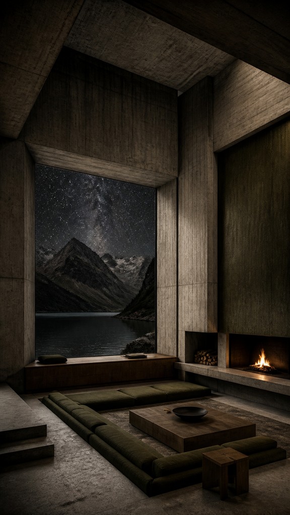 a tranquil mountain lake beneath a starry night sky, no people, no text