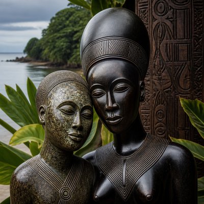 portrait of two people together — Sierra Leonean Art Style