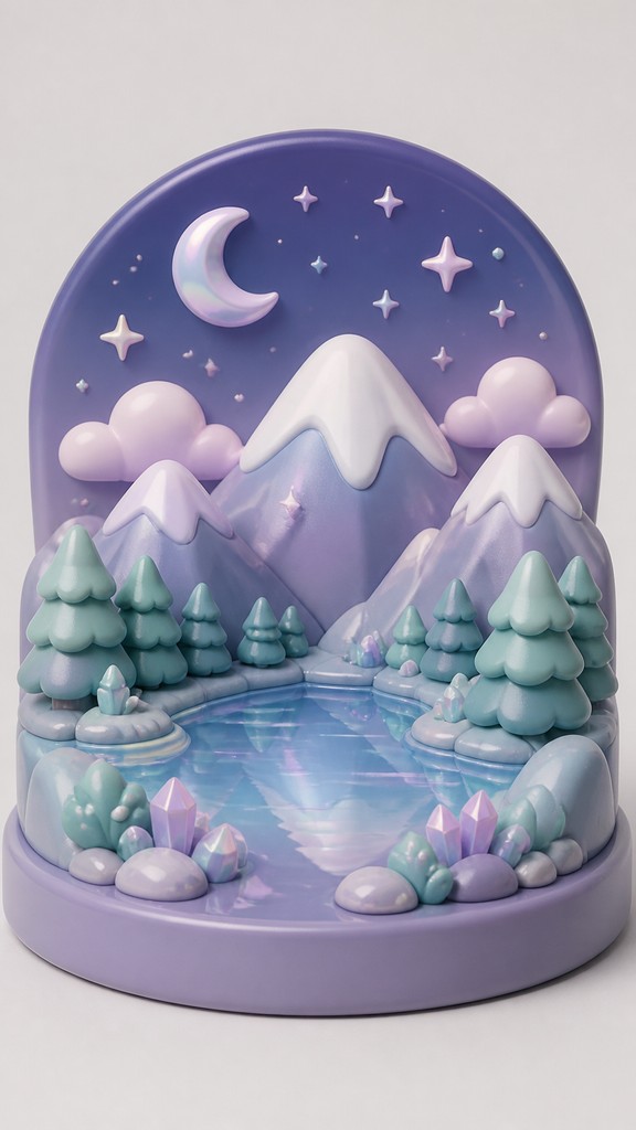 a tranquil mountain lake beneath a starry night sky, no people, no text