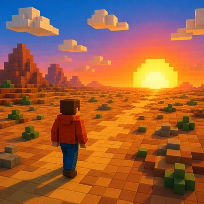 a solitary figure walking toward a glowing horizon across an empty plain, moody atmosphere, no text or lettering