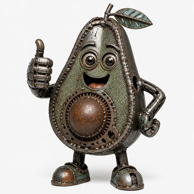 a happy avocado character giving a thumbs up, bold readable design on a plain background, no text