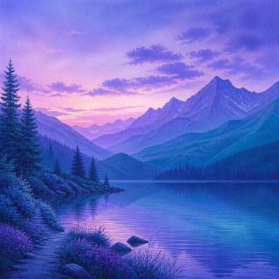 wide landscape with natural scenery — Analogous Colors Art Style