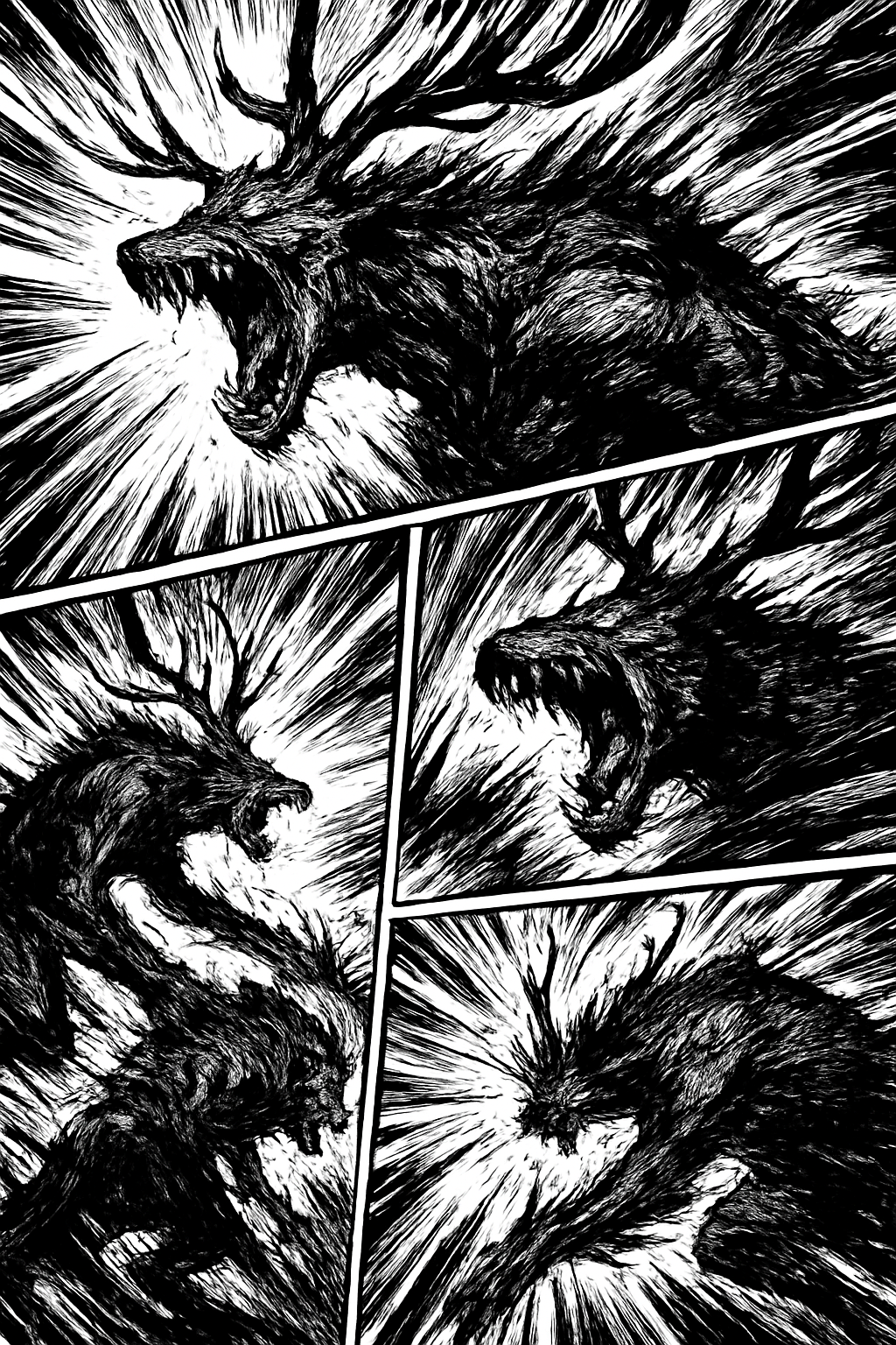 a black and white drawing of a dragon