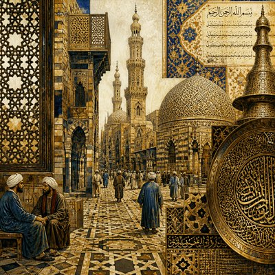 urban street with city activity — Cairo Art Style