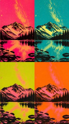 a tranquil mountain lake beneath a starry night sky, no people, no text