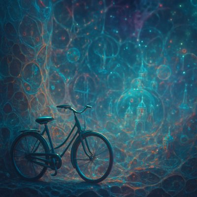 bicyle resting against a wall