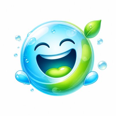 an exaggerated laughing face of an original round mascot character, bold and readable at small size, plain background, no text