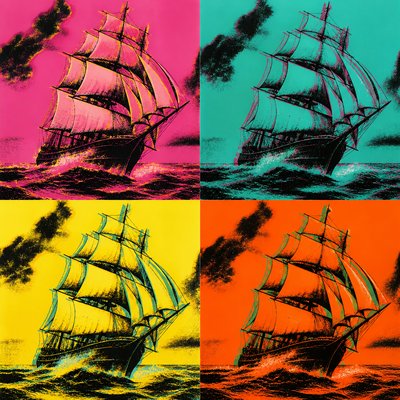 sailing ship on a stormy sea