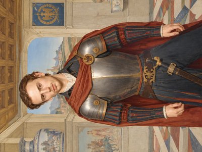 a painting of a man in a suit of armor