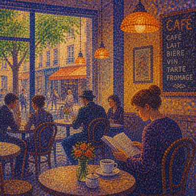 cozy cafe interior with warm lighting