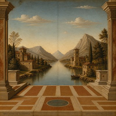 serene landscape with mountains and water