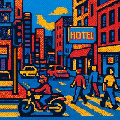 urban street with city activity
