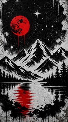 a tranquil mountain lake beneath a starry night sky, no people, no text