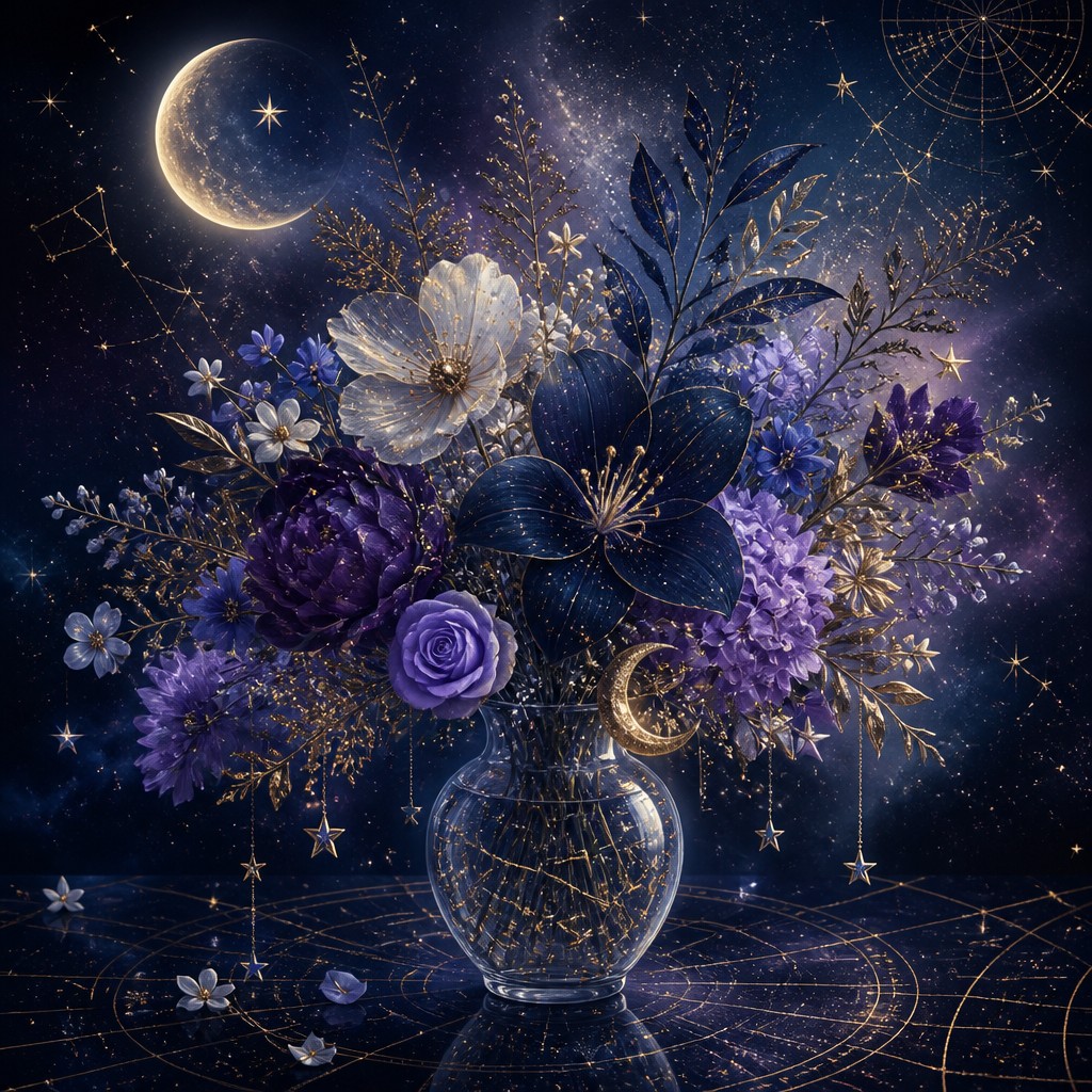 bouquet of flowers in a glass vase — Celestial Aesthetic