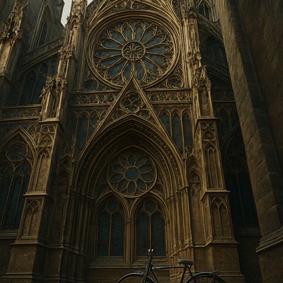 bicyle resting against a wall