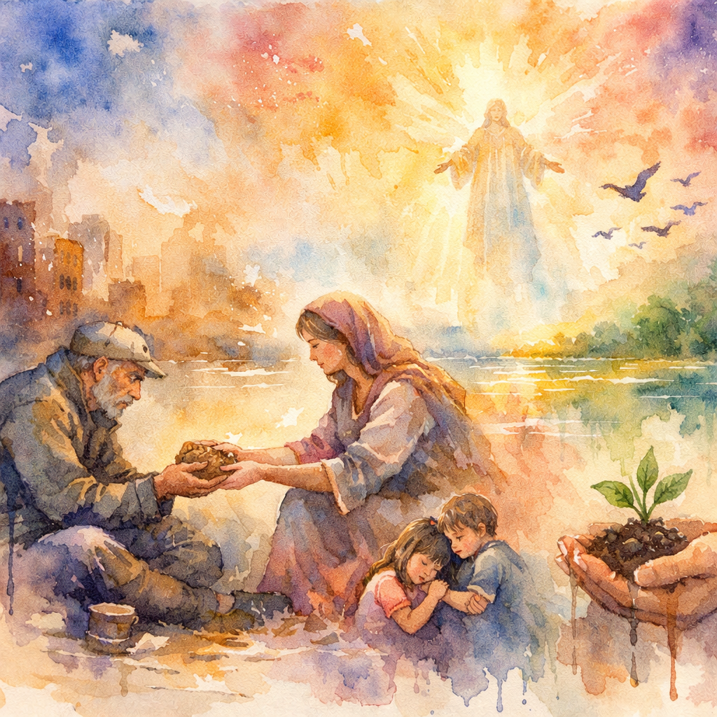 Create image expressing without words: “For the needy shall not alway be forgotten: the expectation of the poor shall not perish for ever.” (Psalms 9:18, KJV)