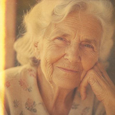 close-up portrait of an elderly person with expressive weathered features