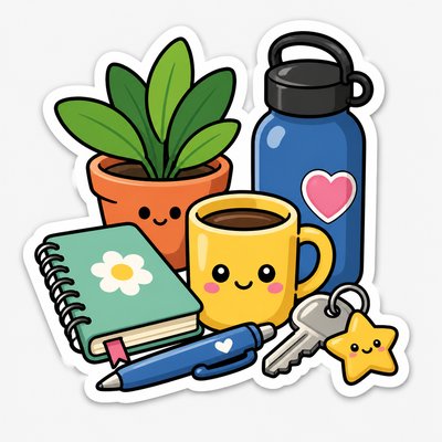 still life with everyday objects — Character Sticker Design