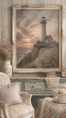 a lone lighthouse on a cliff at dusk under a dramatic sky, no text or lettering