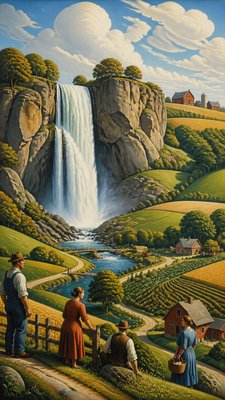 towering waterfall cascading down a cliff